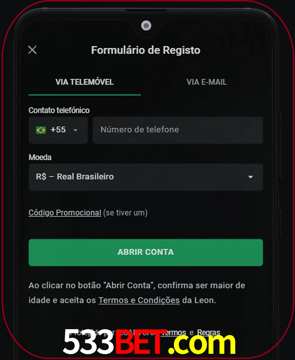 Abra o aplicativo e inicie o processo de registro.
